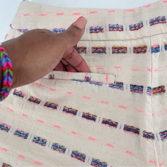 LOFT Riviera Women’s Textured Striped Embroidered Cotton Chino Shorts Size 4 - Picture 7 of 11